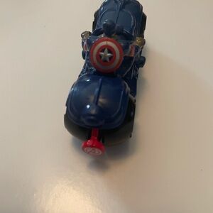 Captain America toy motorcycle blue and red with shield Marvel